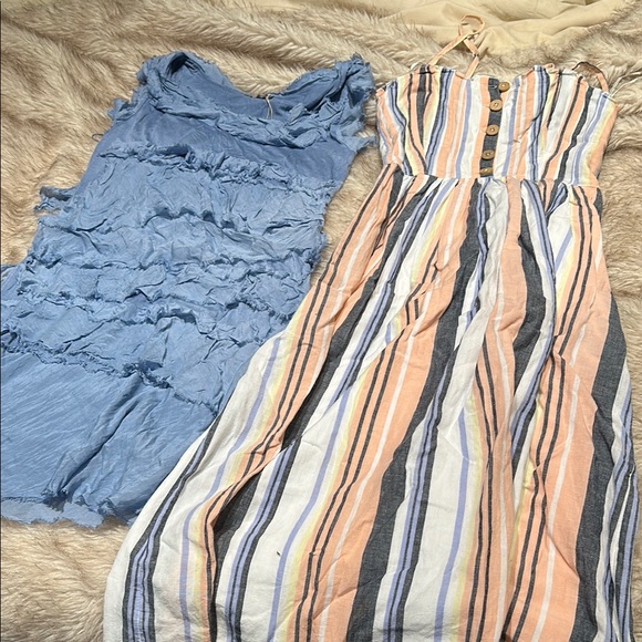 Free People Blue Ruffle Dress and Striped Maxi Dress - Picture 1 of 5
